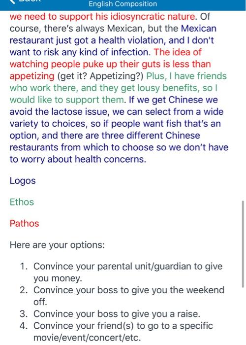 English Composition Description This assignment