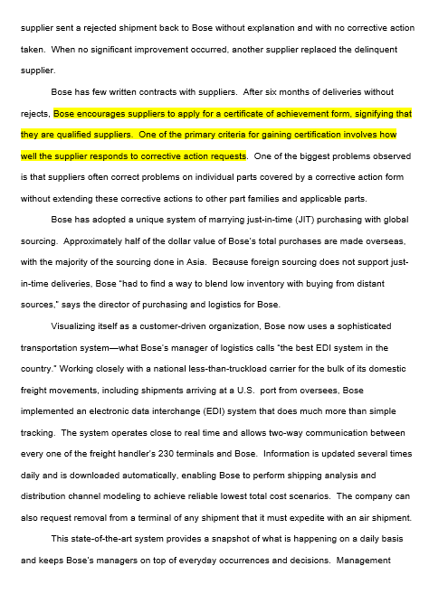 1. Why has Bose developed its supplier