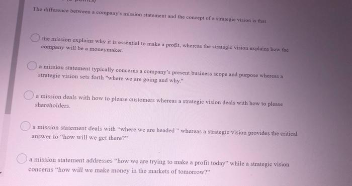 The difference between a company's mission