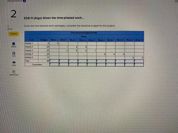 Assignment 8 2 EX8-11 (Algo) Given the