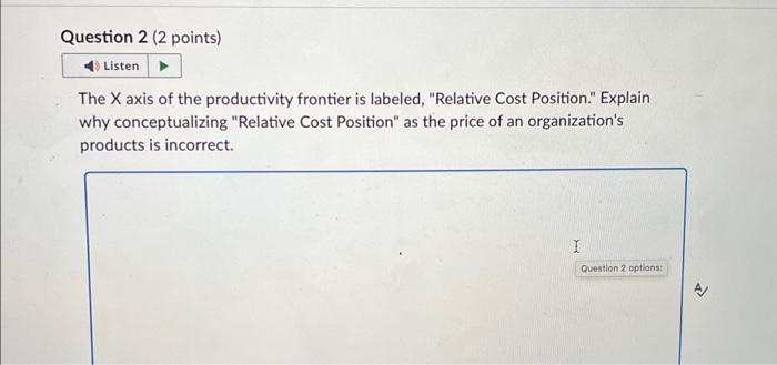 The X axis of the productivity frontier is