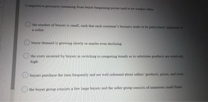 Competitive pressures stemming from buyer