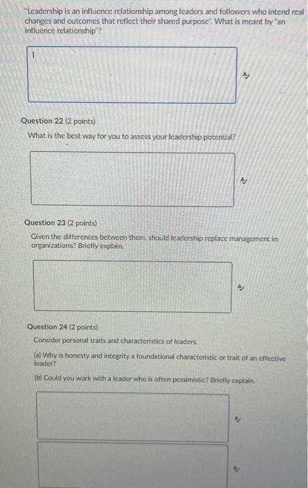 short answer only please "Leadership is an