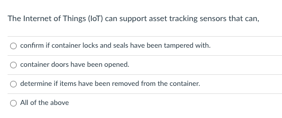Multiple choice: One is correct The Internet of