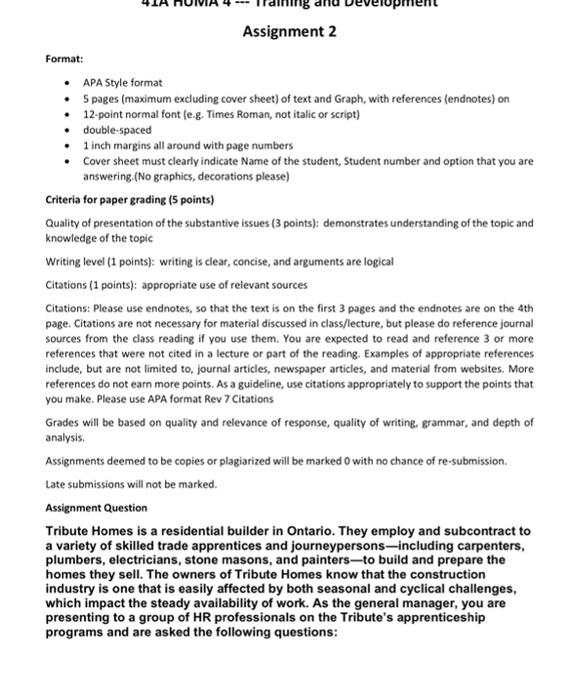 Assignment 2 Format: APA Style format Spages