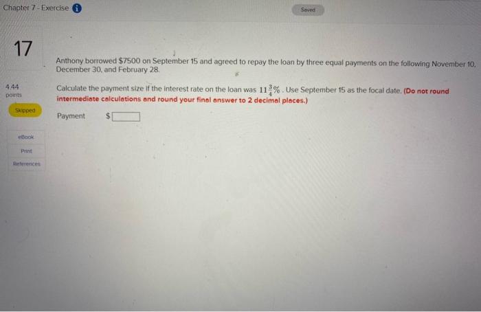 Chapter 7 - Exercise Saved 17 4.44 points Anthony