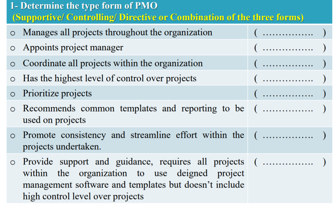 ) ) ) ). 1- Determine the type form of PMO
