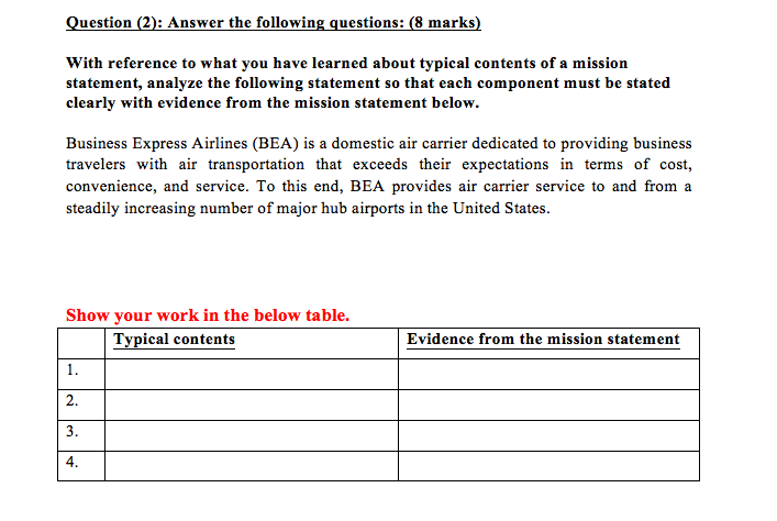 Question (2): Answer the following questions: (8