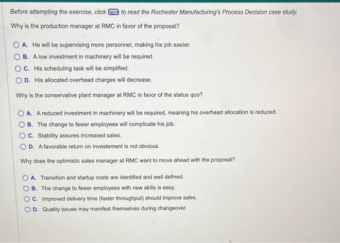 Refer to the case study Before attempting the