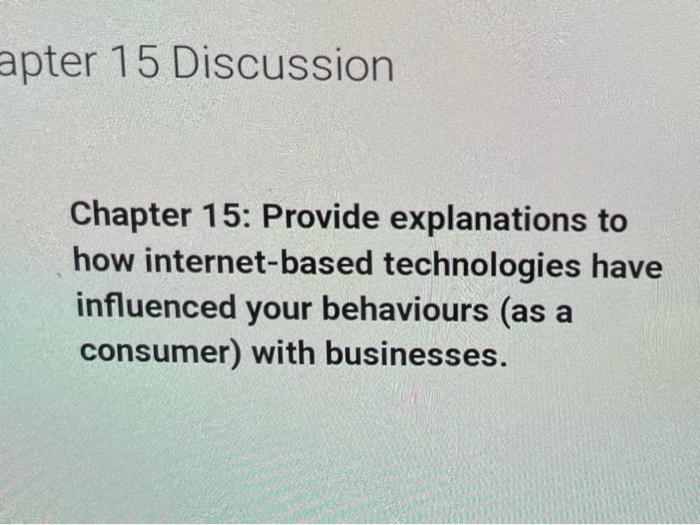 apter 15 Discussion Chapter 15: Provide