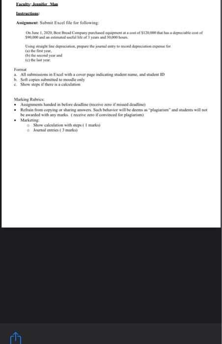 Eaculty: dennifer Man Instructions: Assignment