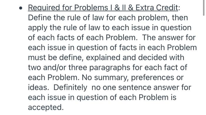 business law Required for Problems I & II & Extra