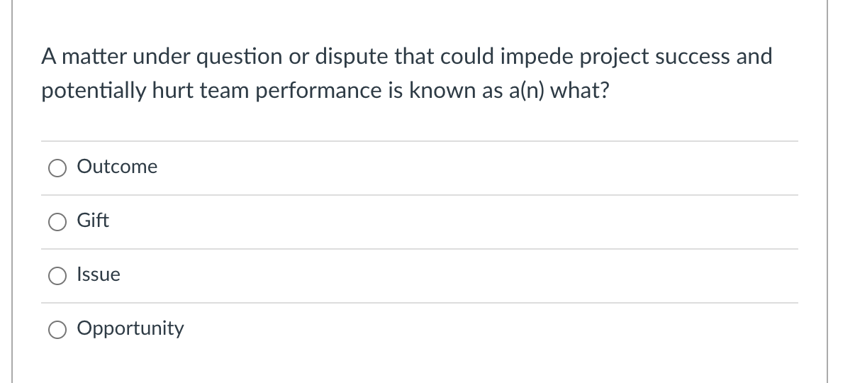 A matter under question or dispute that could