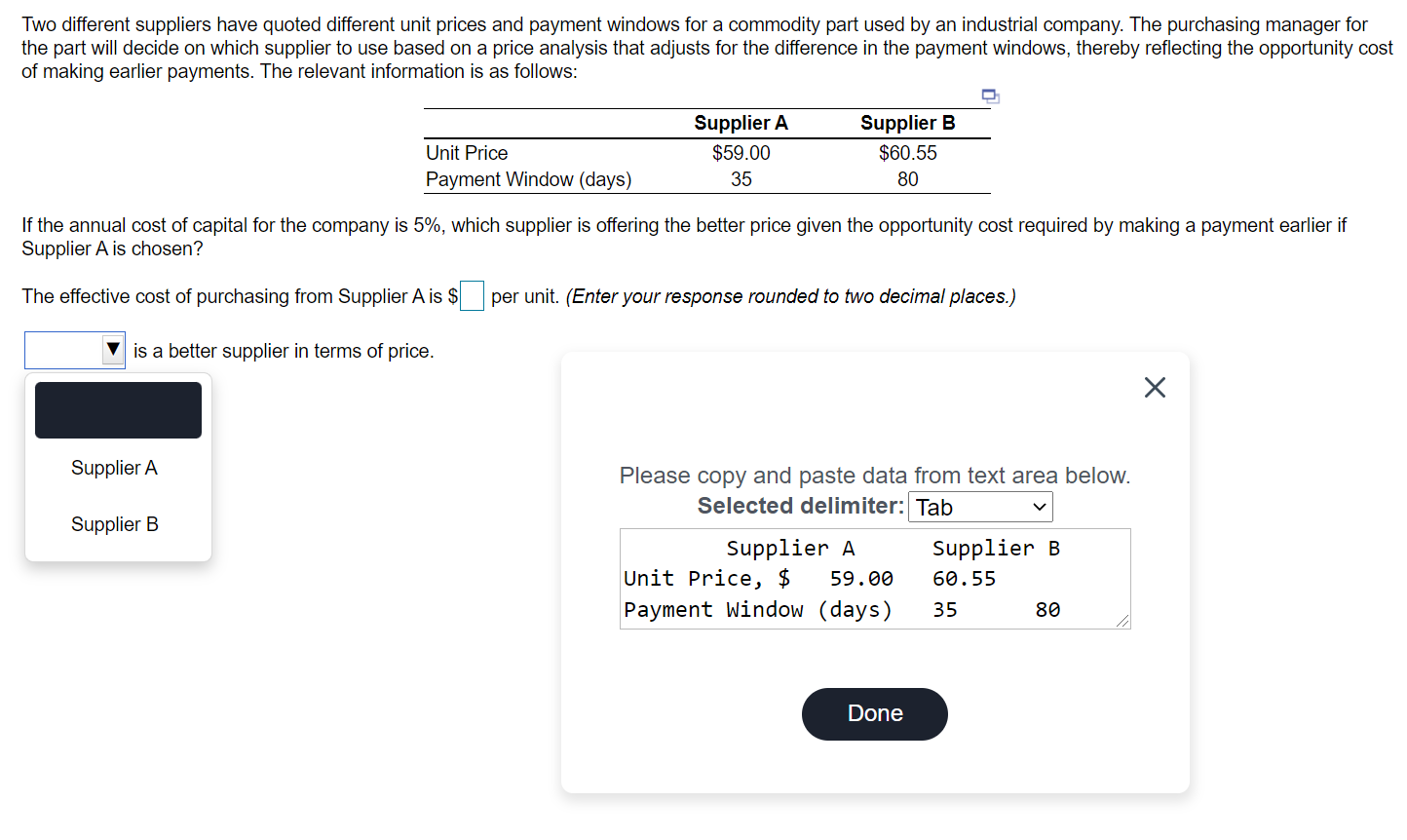 Question 01# Question 02# Two different suppliers