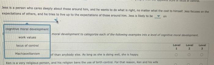 Use your knowledge of cognitive moral development