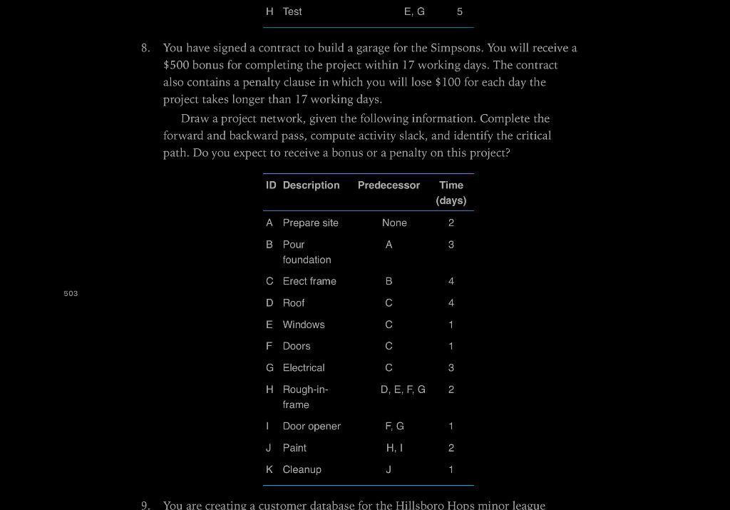H Test E, G 5 8. You have signed a contract to