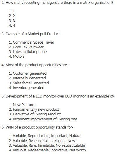 Product Design and Development MCQs Answer with