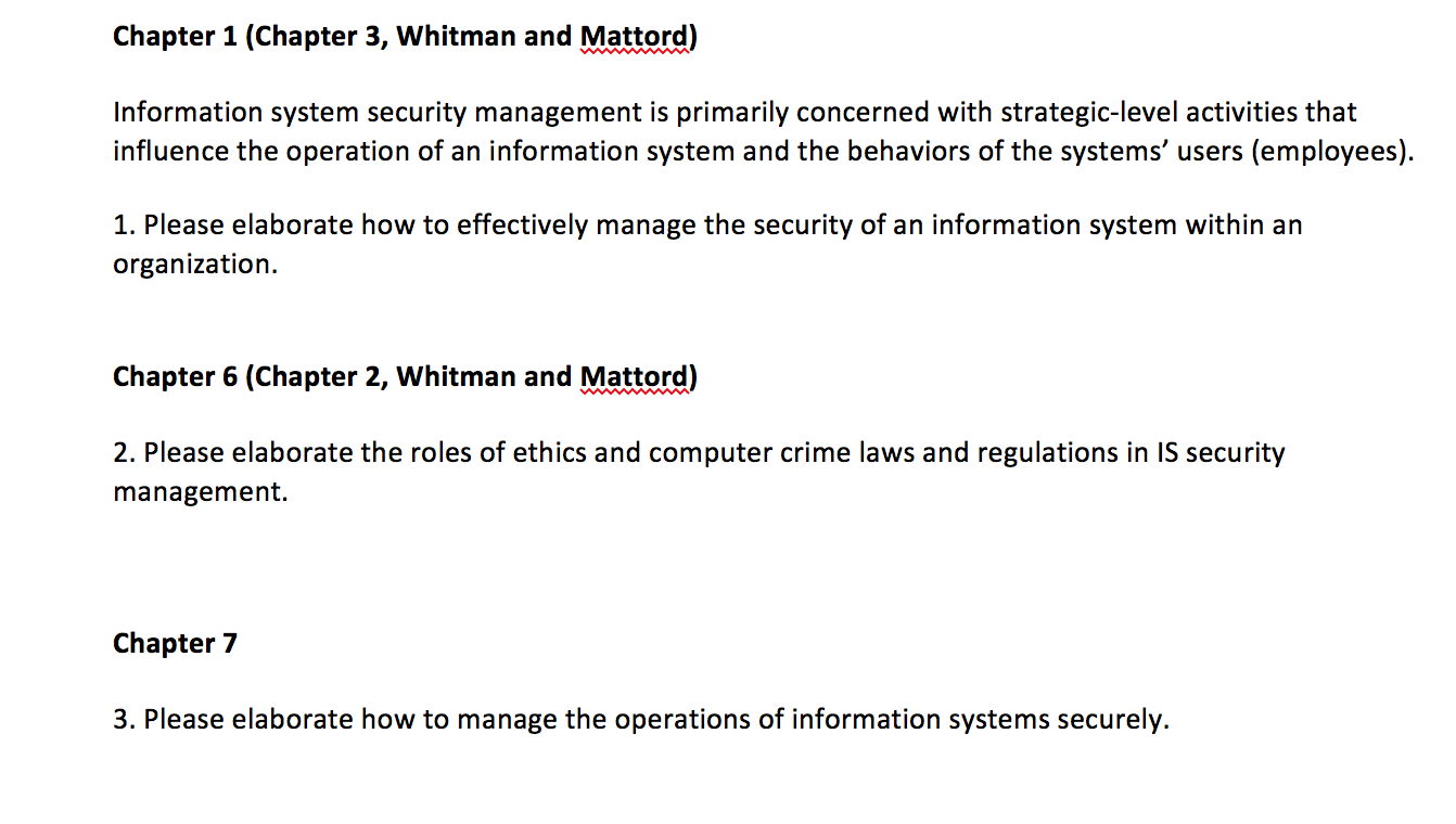 Chapter 1 (Chapter 3, Whitman and Mattord)