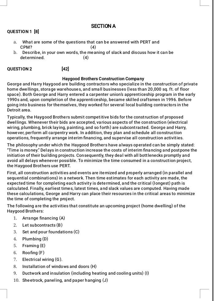 L SECTION A QUESTION 1 [8] a. What are some of