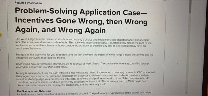 Required information Problem Solving Application