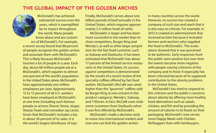 Analyze the I/O model on McDonalds, using the