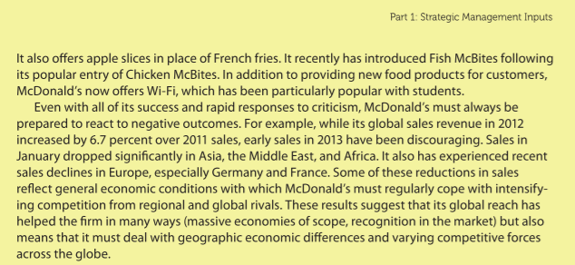 Analyze the I/O model on McDonalds, using the