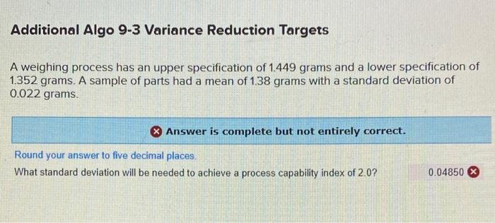 Additional Algo 9-3 Variance Reduction Targets A