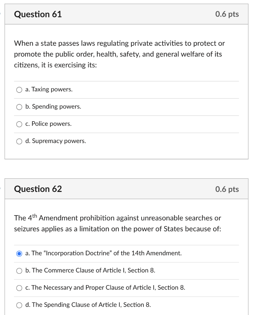 will rate for quick answer Question 61 0.6 pts