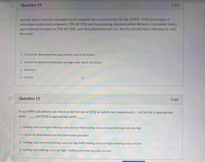 Question 14 5 pts Assume that a consumer packaged