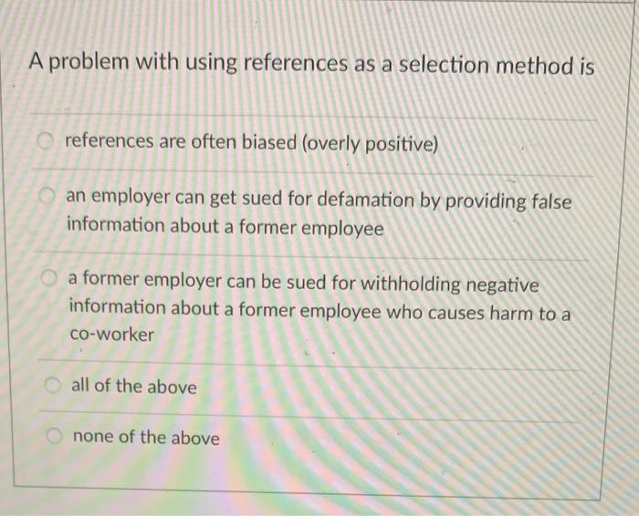 A problem with using references as a selection