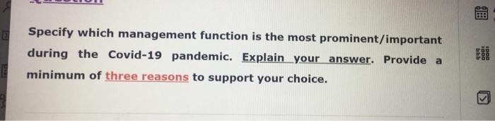 Alla Specify which management function is the