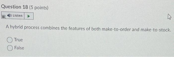 Question 18 (5 points) Listen w A hybrid process