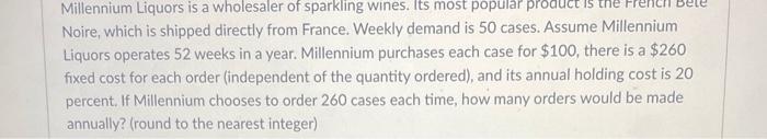 Millennium Liquors is a wholesaler of sparkling