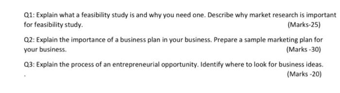 Q1: Explain what a feasibility study is and why