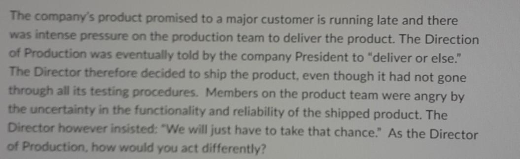 The company's product promised to a major