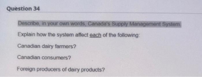 Question 34 Describe in your own words, Canada's