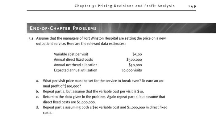 Chapter 5: Pricing Decisions and Profit Analysis