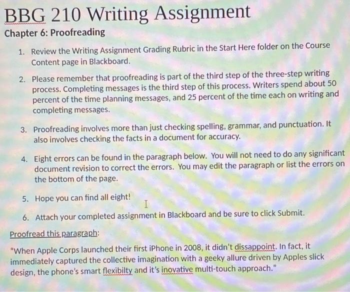 BBG 210 Writing Assignment Chapter 6: