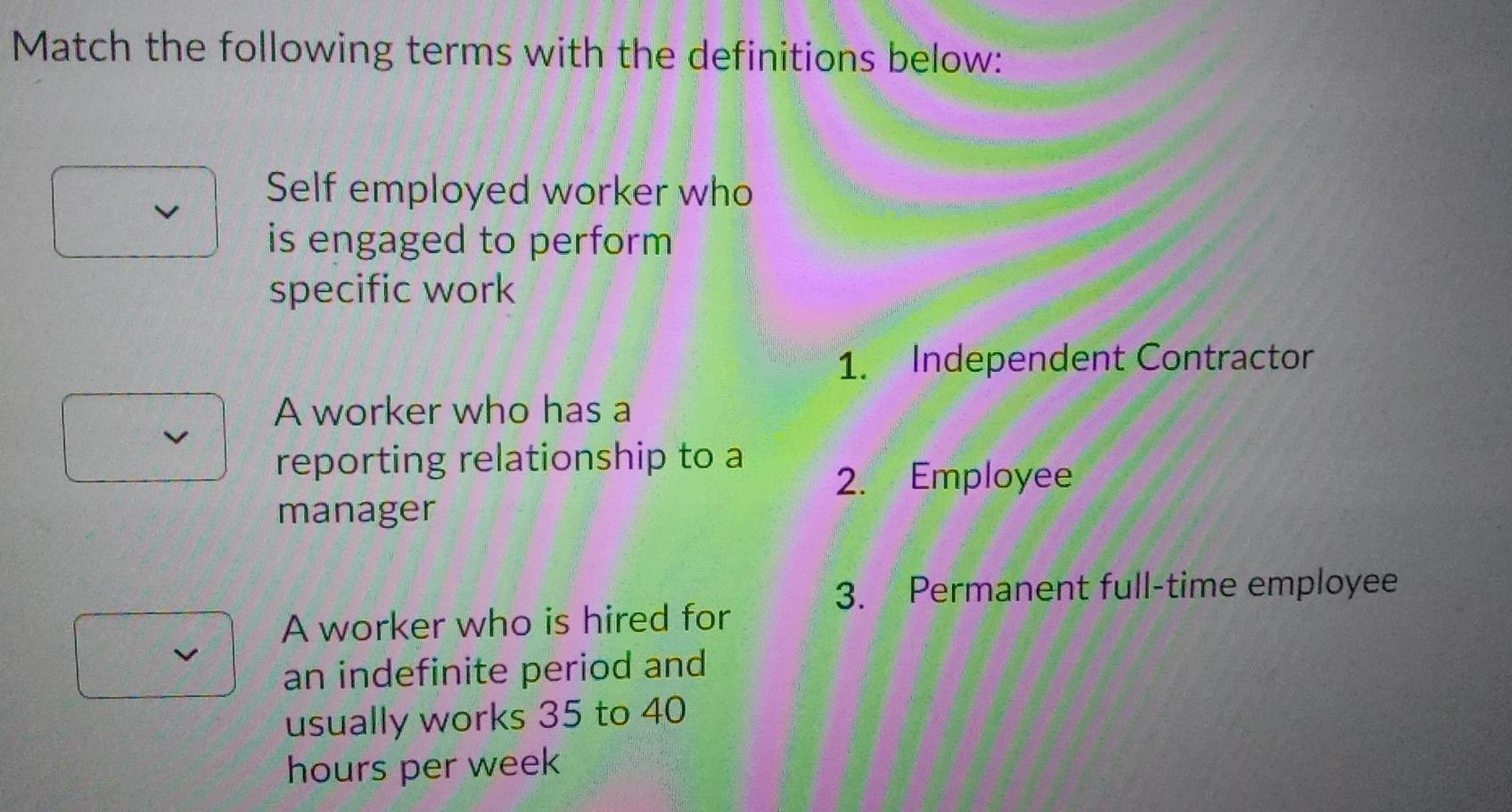 Match the following terms with the definitions