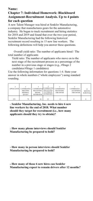 Name: Chapter 7: Individual Homework: Blackboard