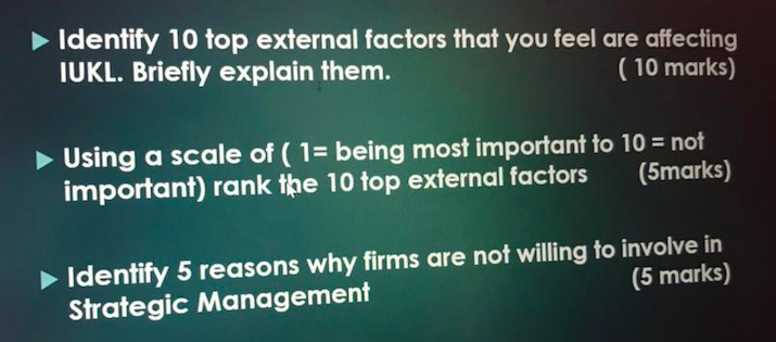 STRATEGIC MANAGEMENT : ASSIGNMENT 1 P.S. **IUKL**