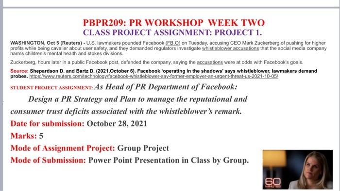 Public Relation Assignment PBPR209: PR WORKSHOP