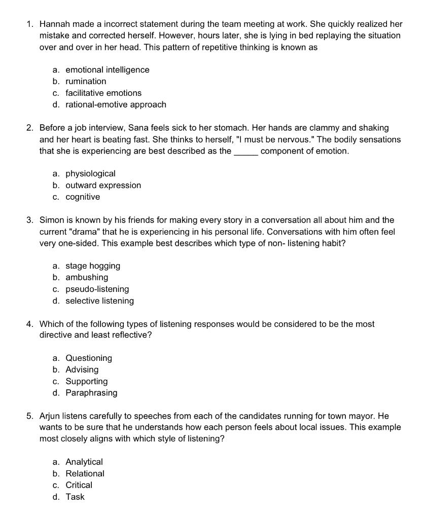 1. Hannah made a incorrect statement during the