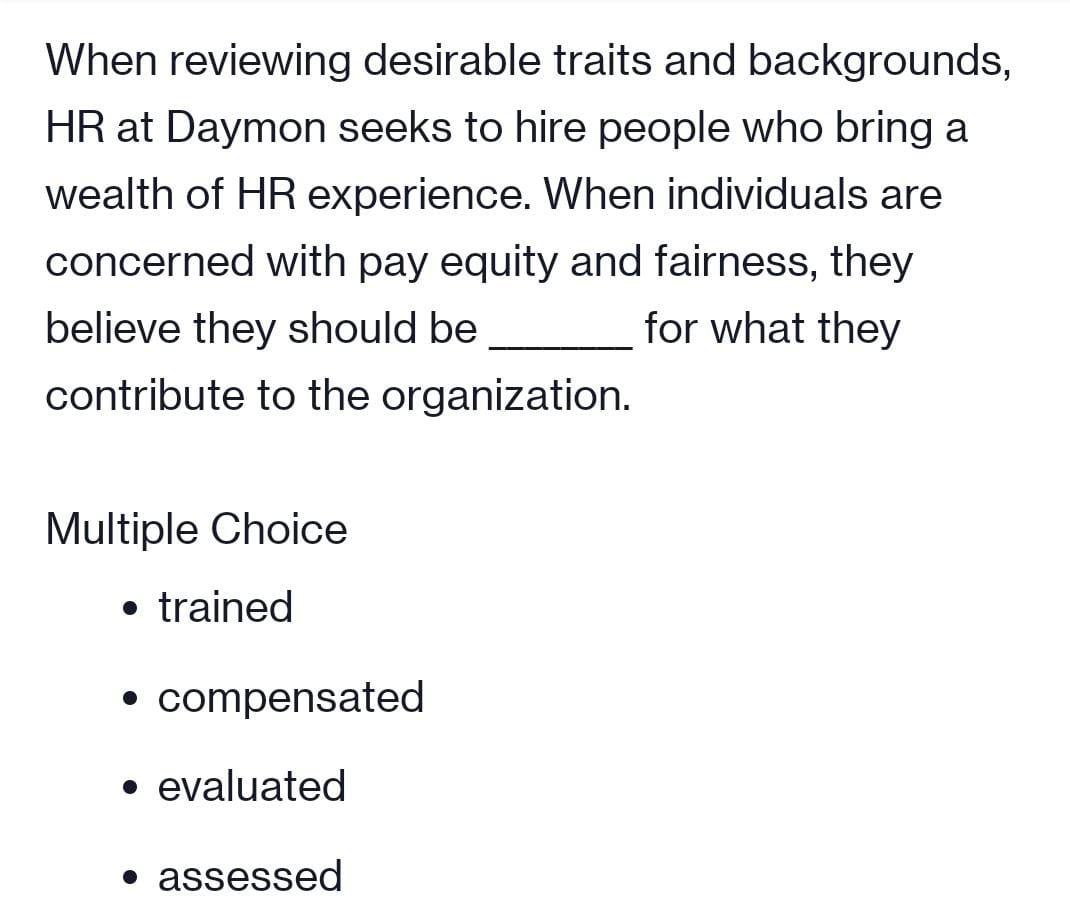 A. b. c. d. e. When reviewing desirable traits