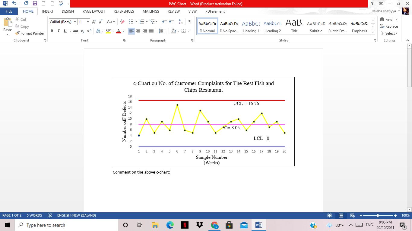 ABC w] 5. UH ? X P&C Chart - Word (Product