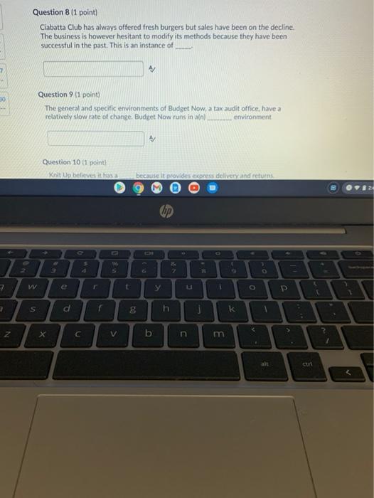 need help. thank you. Question 8 (1 point)