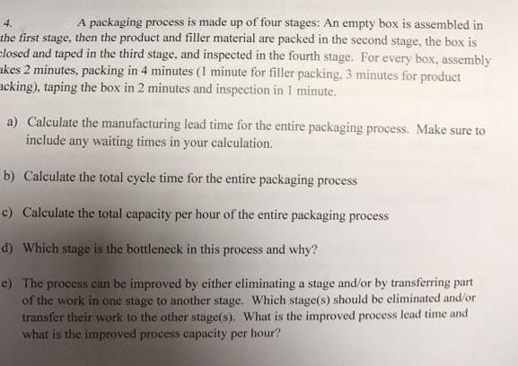 A packaging process is made up of four stages: An