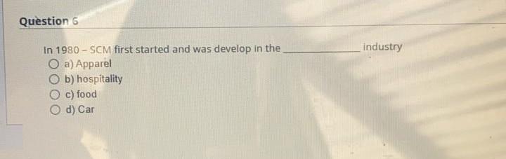 Question 6 industry In 1980 - SCM first started