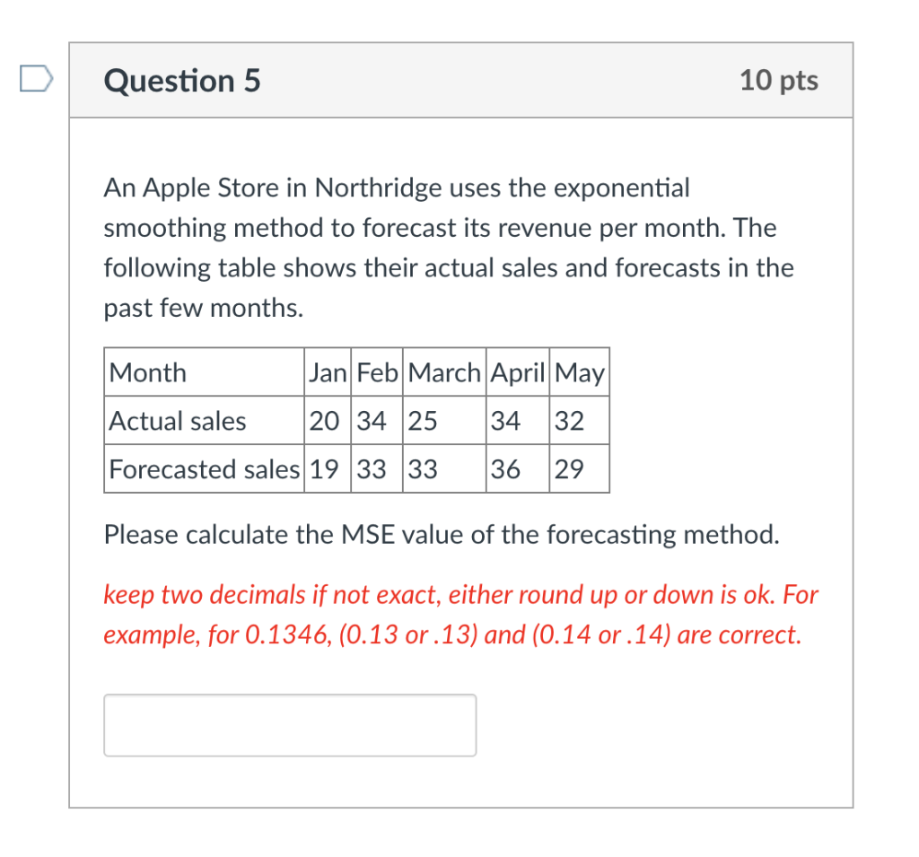 5). Example Question 5 10 pts An Apple Store in