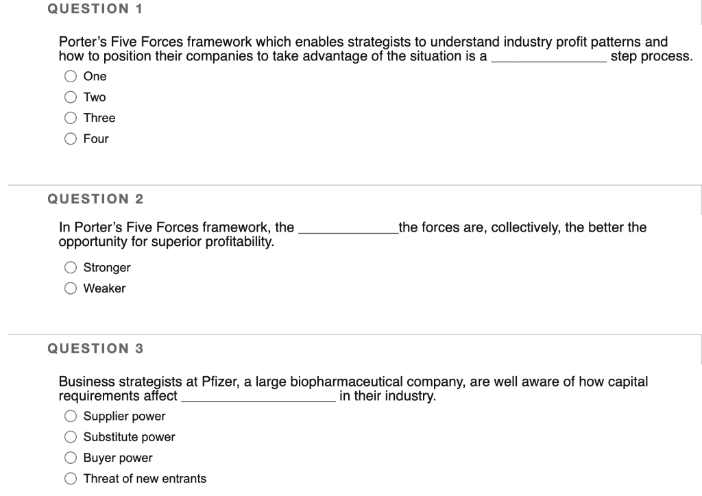 QUESTION 1 Porter's Five Forces framework which